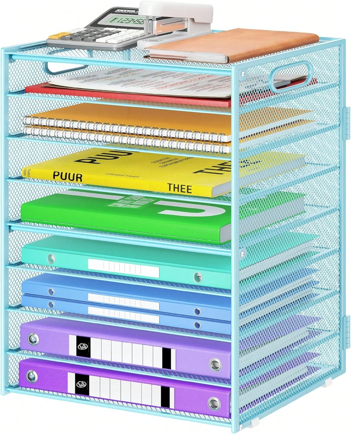 Desktop Filing Tray - 9 Tier Paper Organizer With Handle,