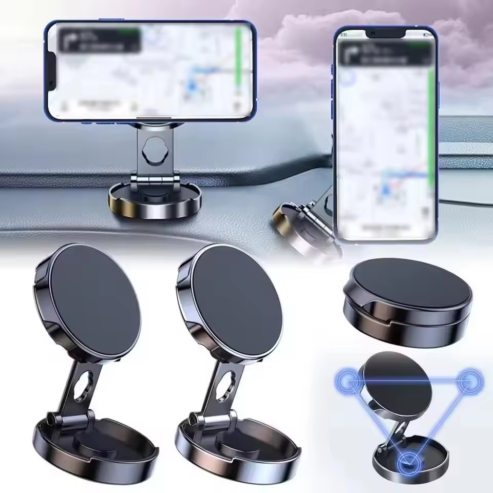 Mobile Pedestal Cabinet - Round Folding Magnetic Car Holder 360