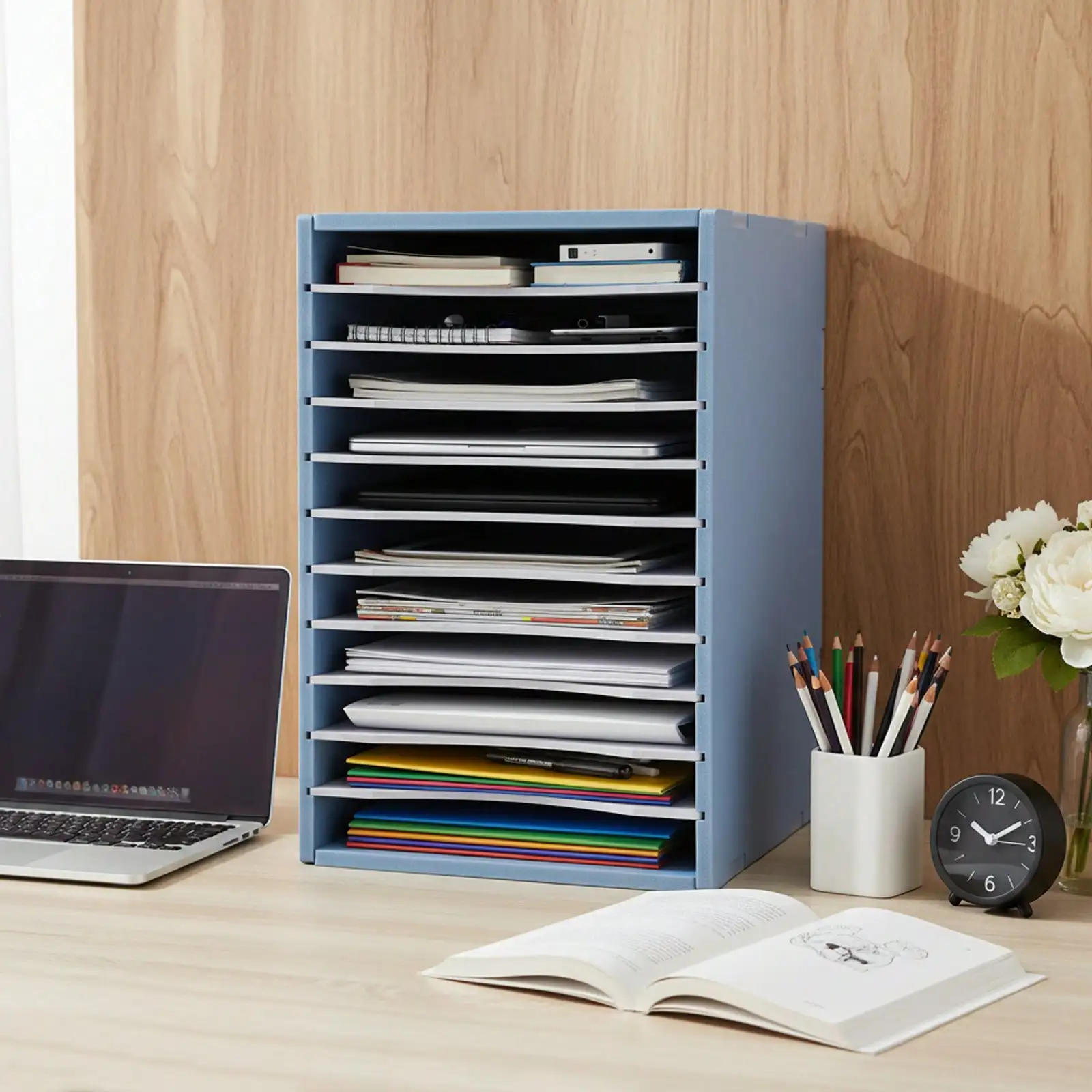 Desktop Filing Tray - 11 Slots Vertical Desktop Sorter, Stackable