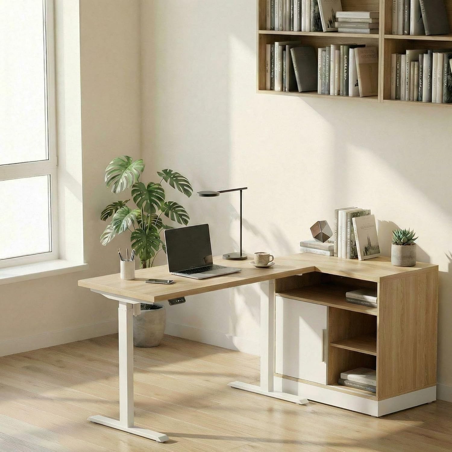 Credenza Office Storage - Electric Standing Desk with Storage Cabinet,