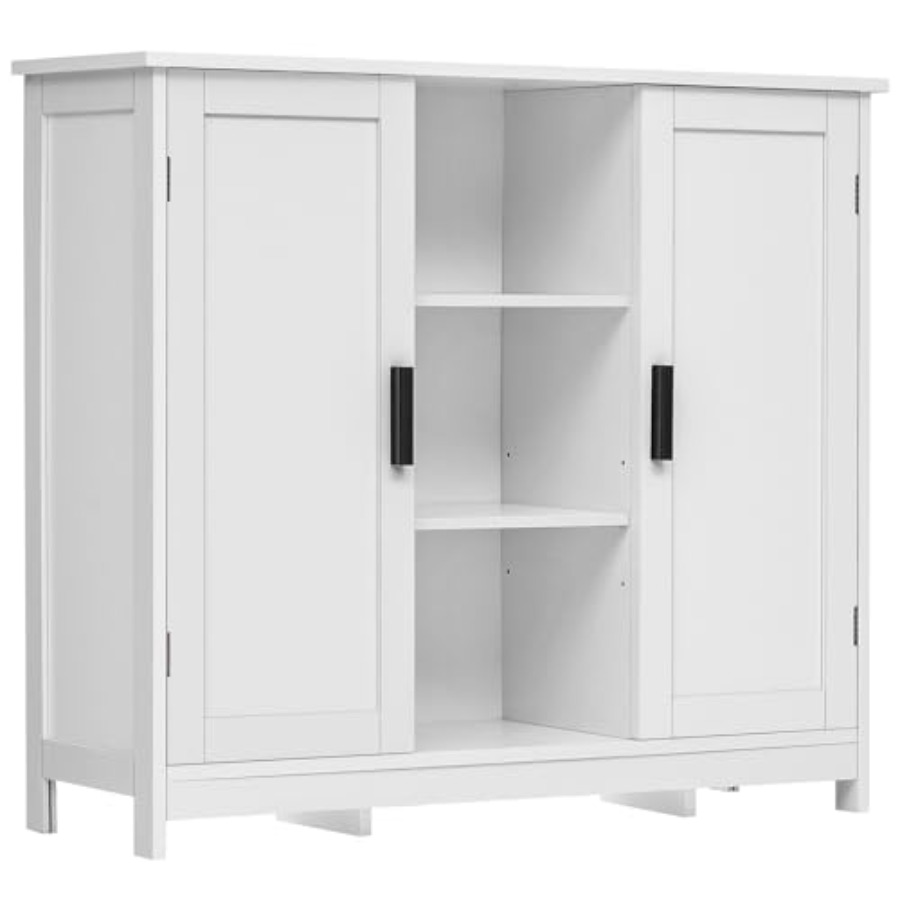 Credenza Office Storage - White Storage Cabinet with 2 Doors