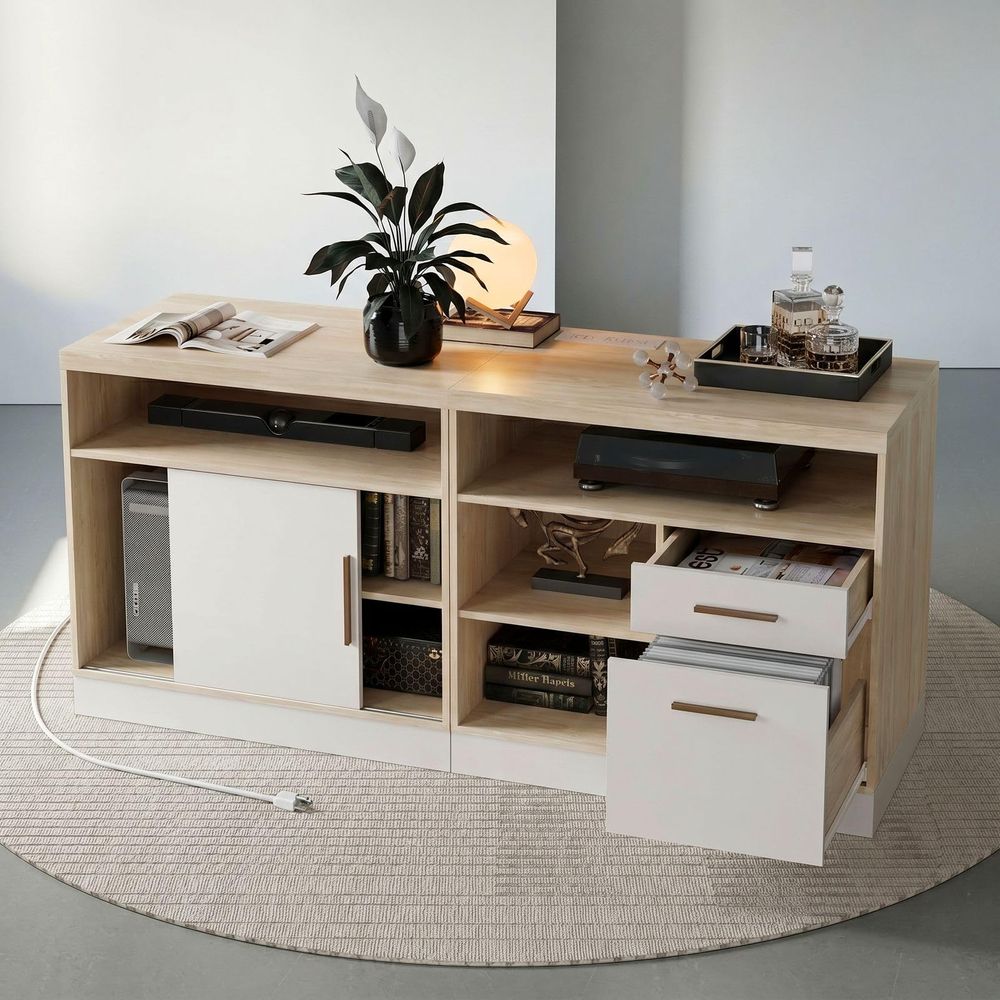 Credenza Office Storage - 63 Wood Lateral File Cabinet with