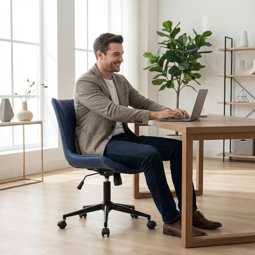 Blue Faux Leather Armless Swiv - Office Furniture Commercial 리뷰 및 가격