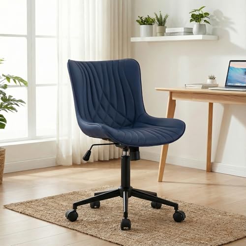 Blue Faux Leather Armless Swiv - Office Furniture Commercial 리뷰 및 가격