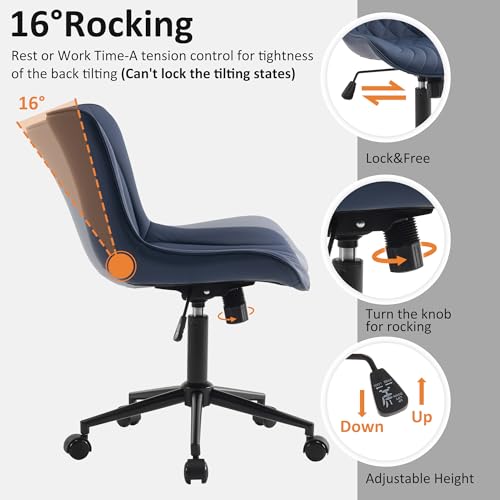 Blue Faux Leather Armless Swiv - Office Furniture Commercial 리뷰 및 가격