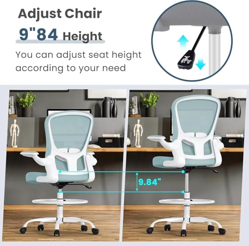 Light Blue Ergonomic Drafting  - Office Furniture Commercial 리뷰 및 가격