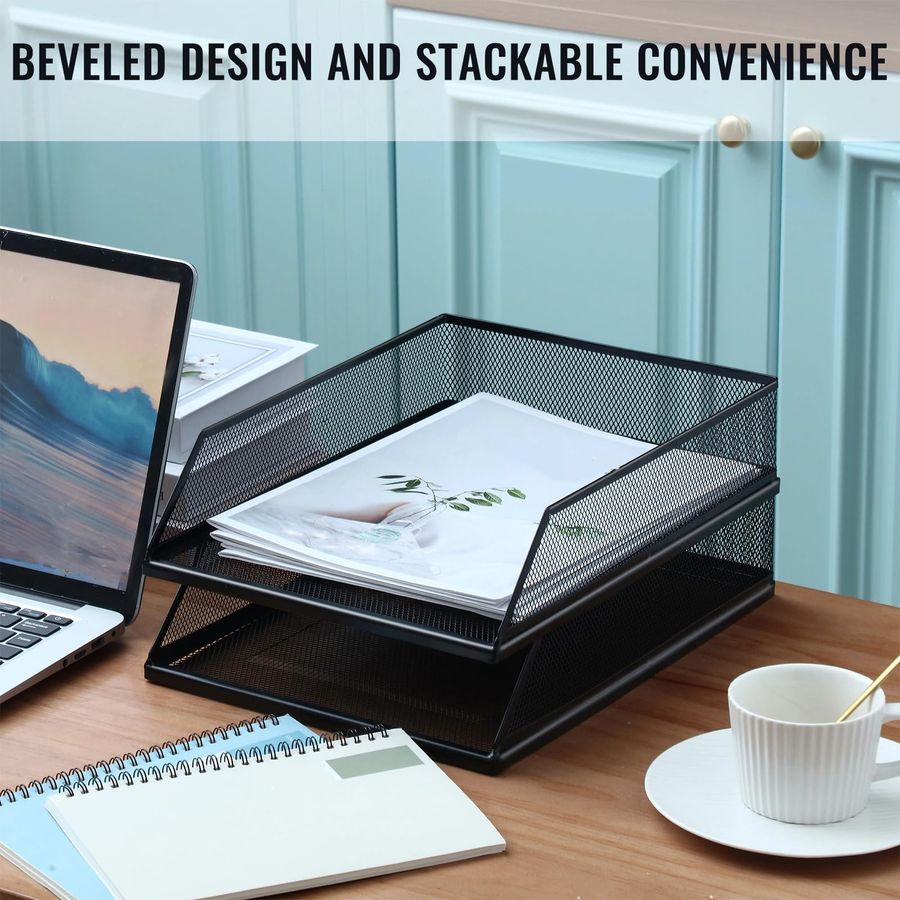 4 Pcs Black Metal Letter Tray  - Desktop Filing Tray 리뷰 및 가격