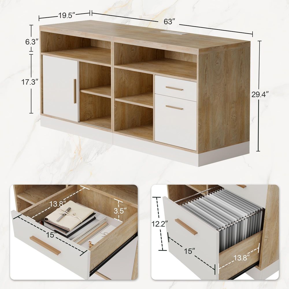 63 Wood Lateral File Cabinet w - Credenza Office Storage 리뷰 및 가격