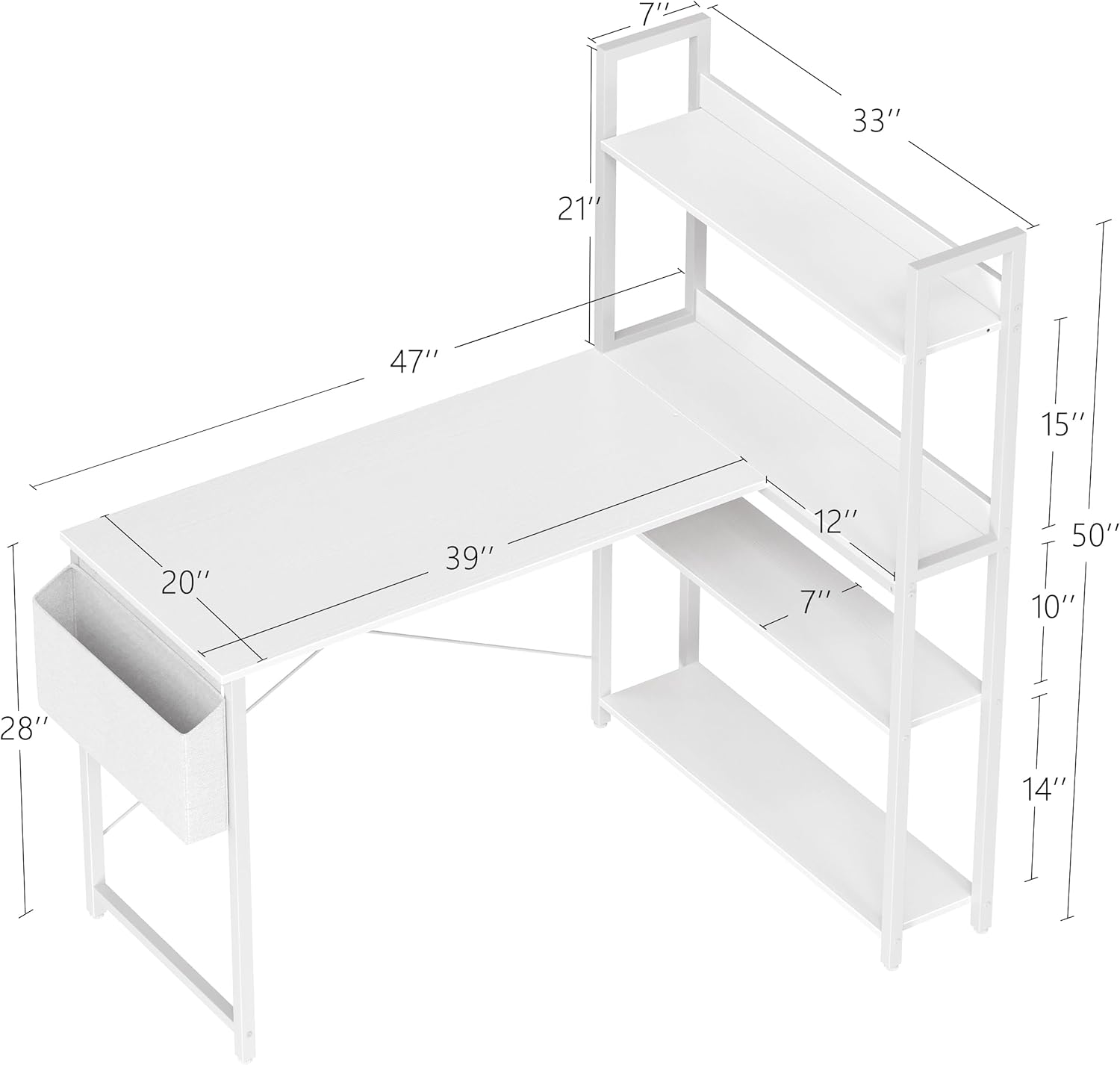 47 Inch Computer Desk with Boo - Office Furniture Commercial 리뷰 및 가격