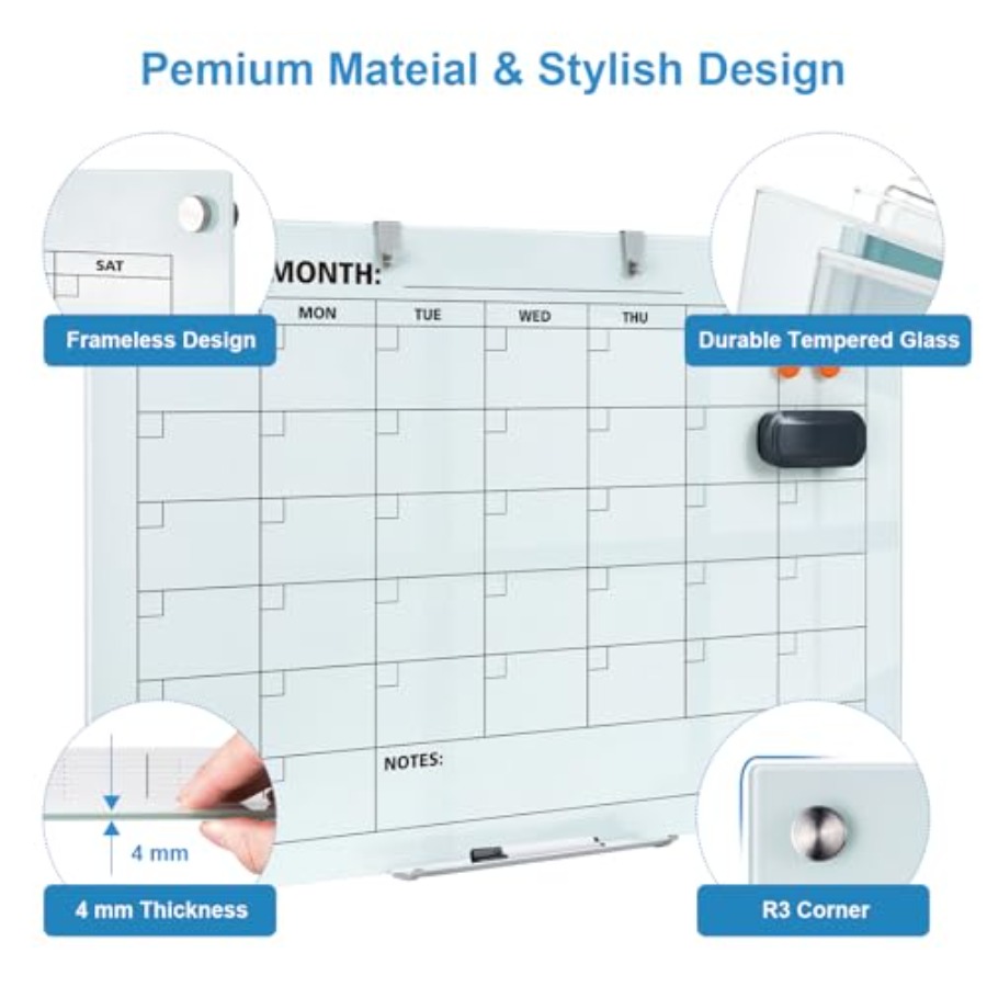 Glass Dry Erase Calendar for W - Magnetic Whiteboard Calendar 리뷰 및 가격