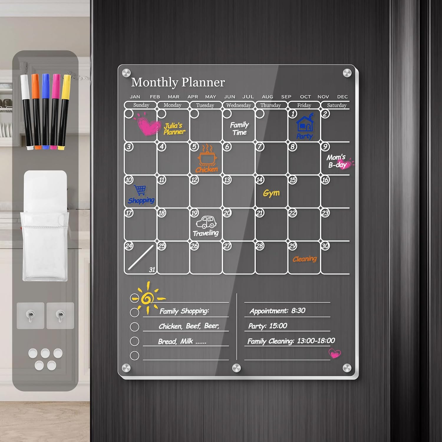 Clear Acrylic Magnetic Fridge  - Magnetic Whiteboard Calendar 리뷰 및 가격