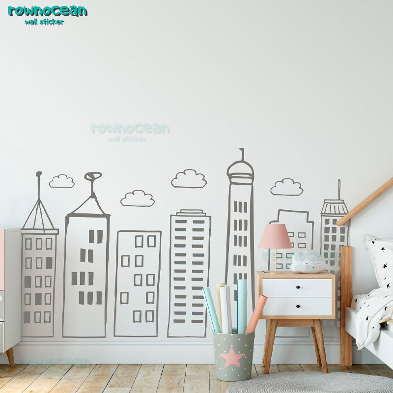 Large Doodled City Skyline Wal - Office Furniture Suppliers 리뷰 및 가격