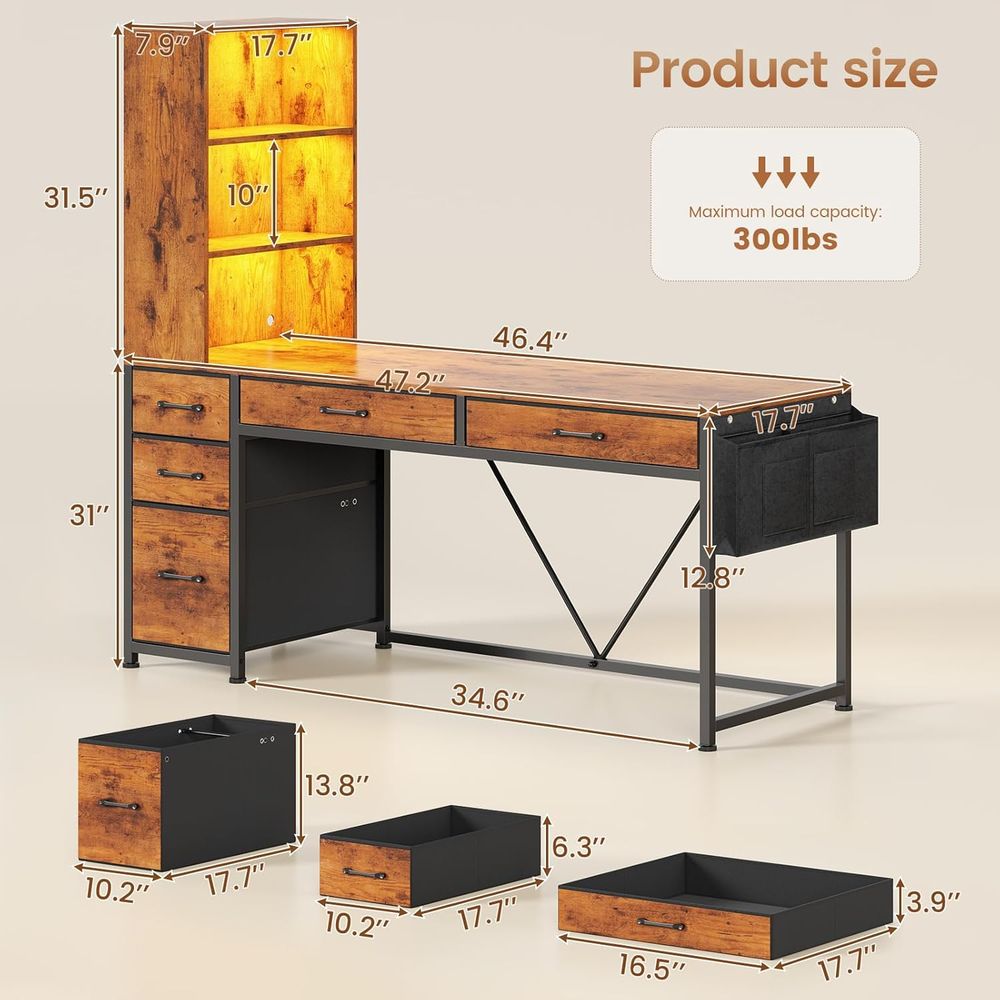 5-Drawer Rustic Brown Desk wit - Office Furniture Suppliers 리뷰 및 가격