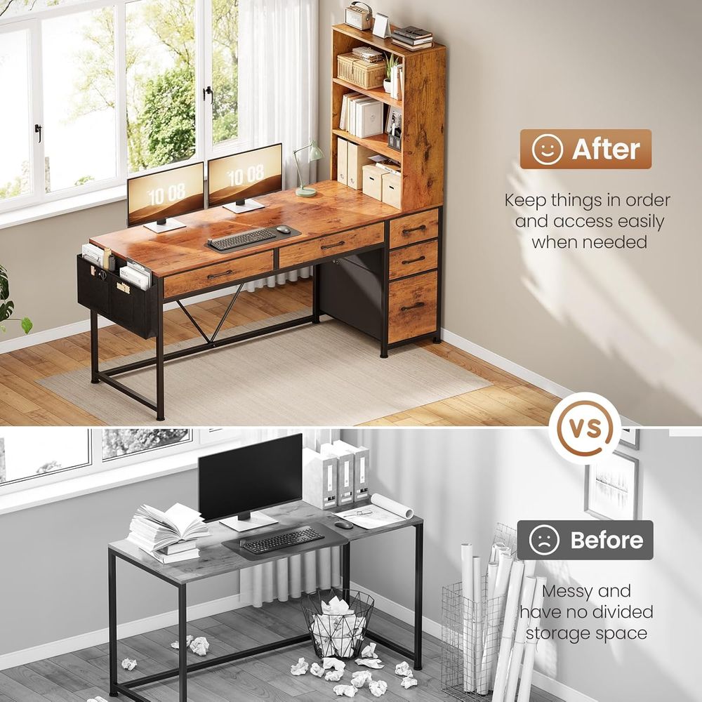 5-Drawer Rustic Brown Desk wit - Office Furniture Suppliers 리뷰 및 가격