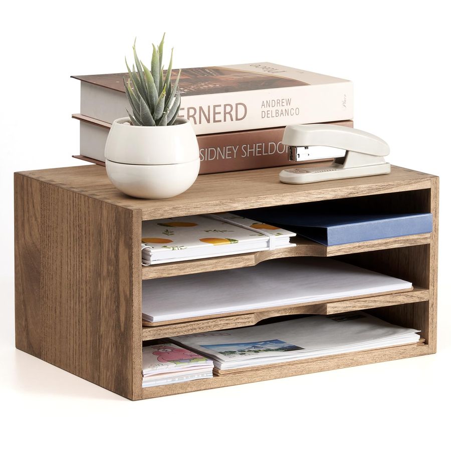 Wooden Desktop Organizer Paper - Desktop Filing Tray 리뷰 및 가격