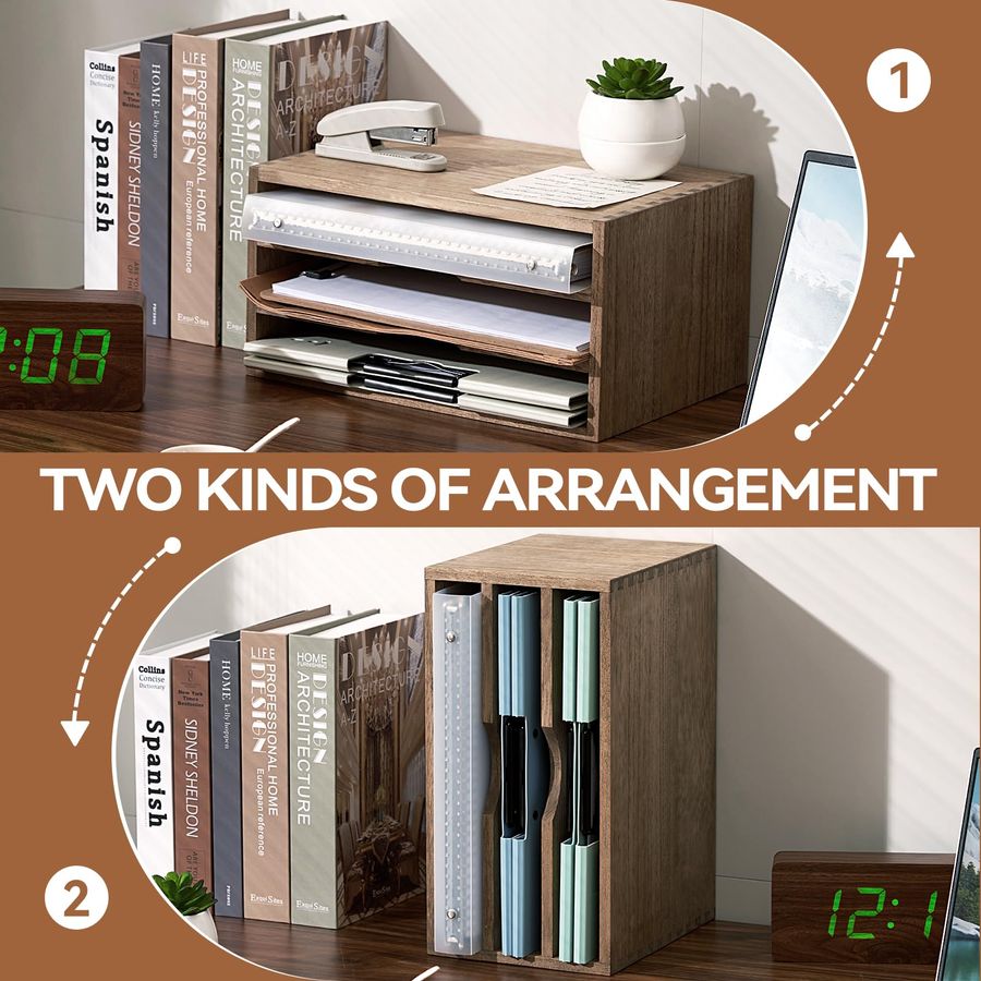 Wooden Desktop Organizer Paper - Desktop Filing Tray 리뷰 및 가격