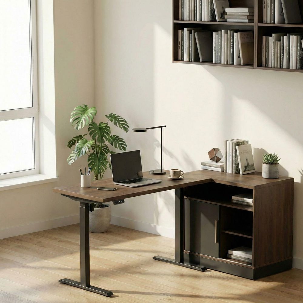 Electric Standing Desk with St - Credenza Office Storage 리뷰 및 가격