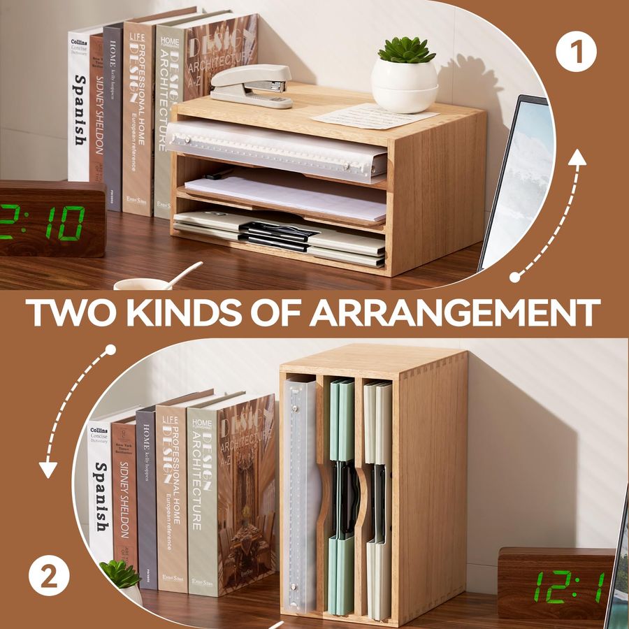 Wooden Desktop Organizer Paper - Desktop Filing Tray 리뷰 및 가격